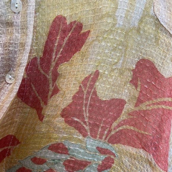 Free People Oversized Bohemian Tropical Lightweight Button Down Shirt Blouse - Picture 4 of 11